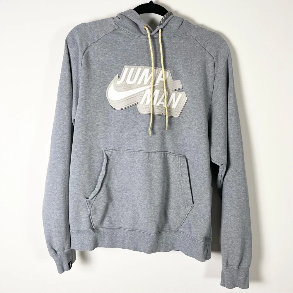 Air Jordan Jumpman Fleece Carbon Heather Pullover Hoodie Size Medium Nike Mesh